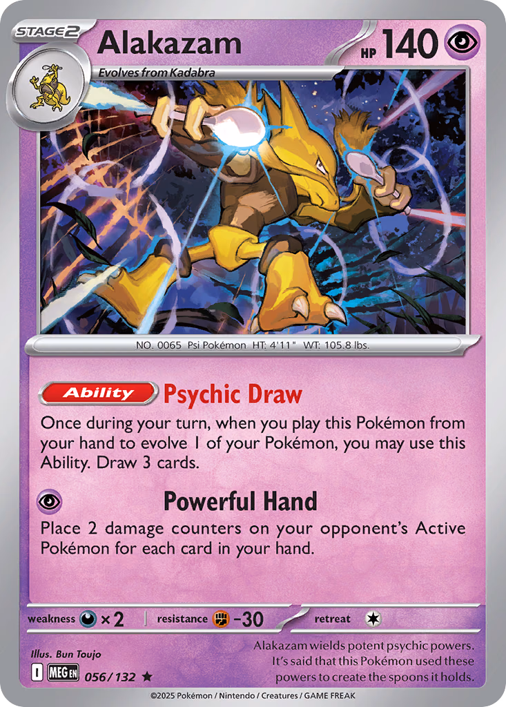 Alakazam Pokemon card (056/132, Mega Evolution)