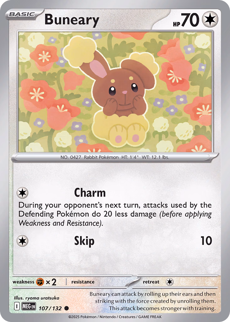 Buneary Pokemon card (107/132, Mega Evolution)