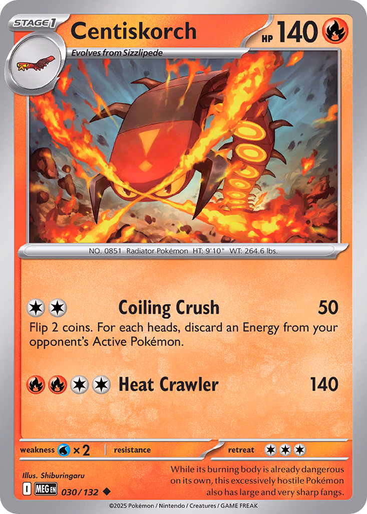 Centiskorch Pokemon card (030/132, Mega Evolution)