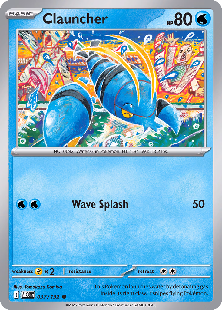 Clauncher Pokemon card (037/132, Mega Evolution)