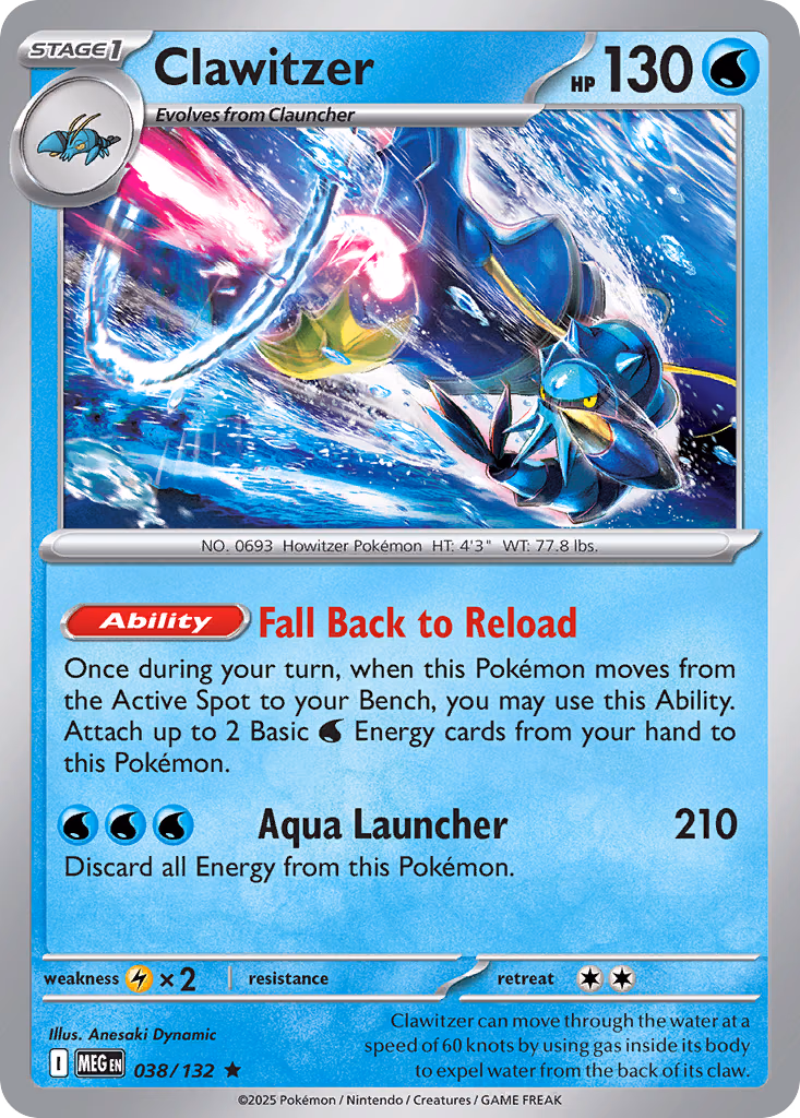 Clawitzer Pokemon card (038/132, Mega Evolution)