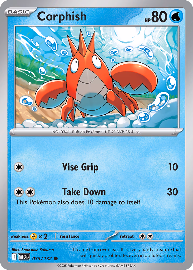 Corphish Pokemon card (033/132, Mega Evolution)