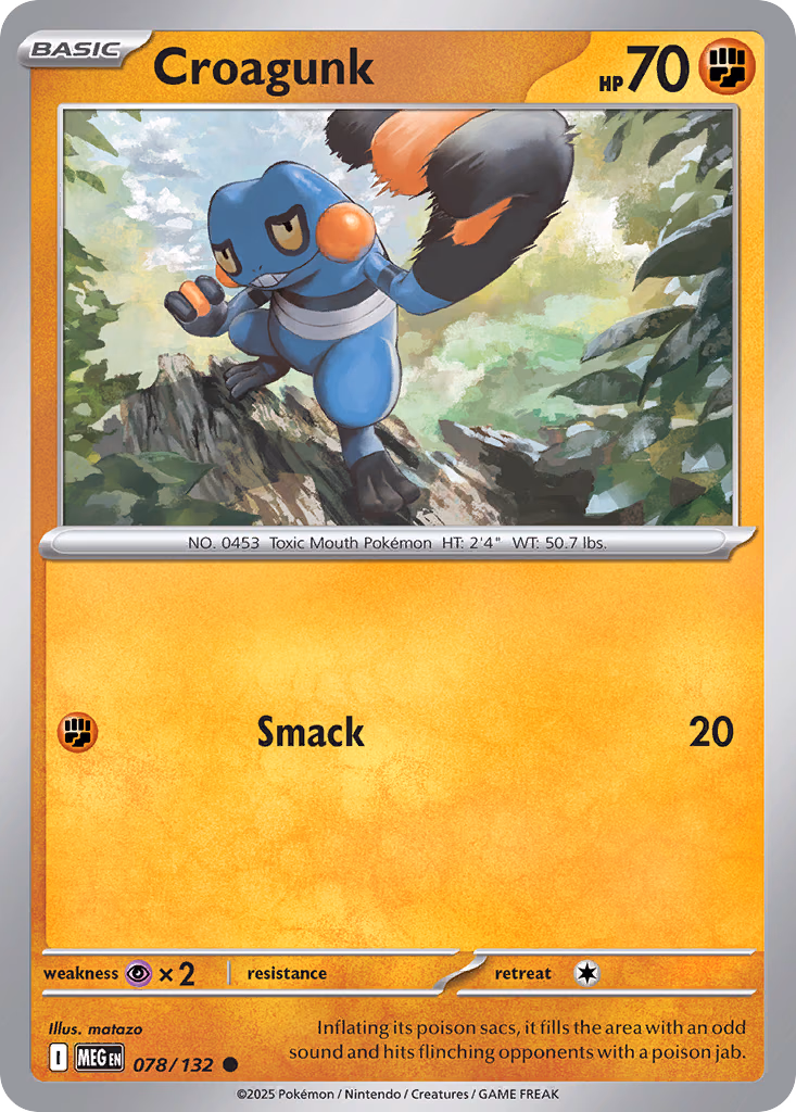 Croagunk Pokemon card (078/132, Mega Evolution)