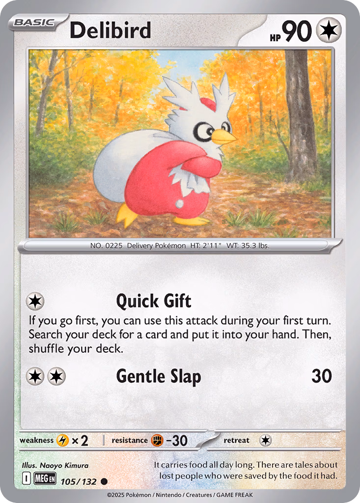 Delibird Pokemon card (105/132, Mega Evolution)