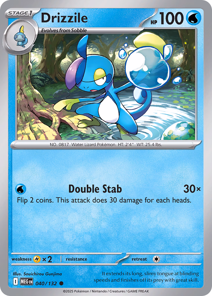 Drizzile Pokemon card (040/132, Mega Evolution)