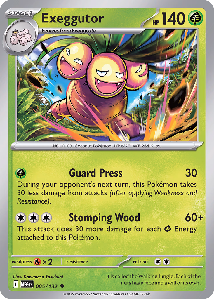 Exeggutor Pokemon card (005/132, Mega Evolution)