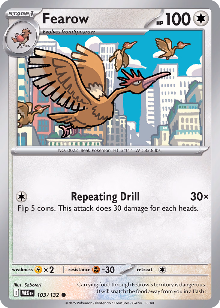 Fearow Pokemon card (103/132, Mega Evolution)
