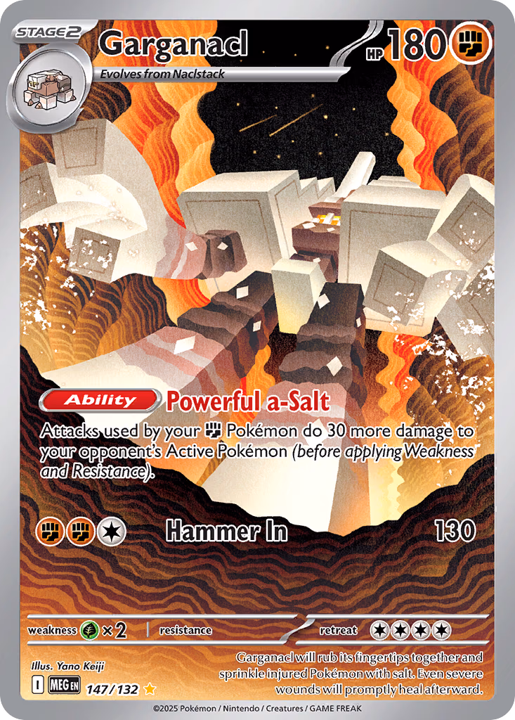Garganacl Pokemon card (147/132, Mega Evolution)