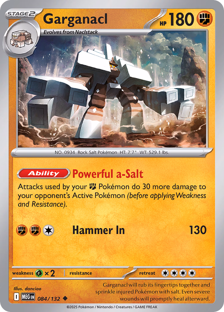 Garganacl Pokemon card (084/132, Mega Evolution)