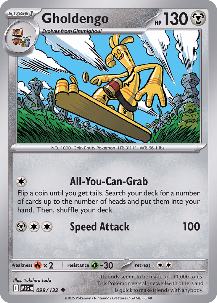 Gholdengo Pokemon card (099/132, Mega Evolution)