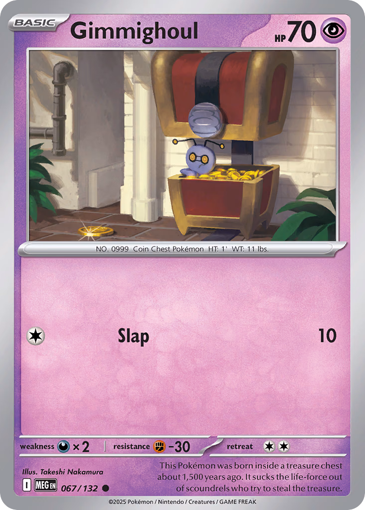 Gimmighoul Pokemon card (067/132, Mega Evolution)