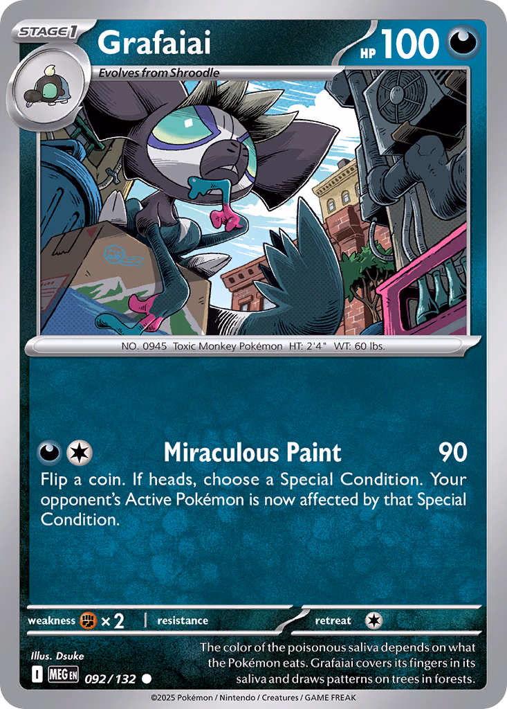 Grafaiai Pokemon card (092/132, Mega Evolution)