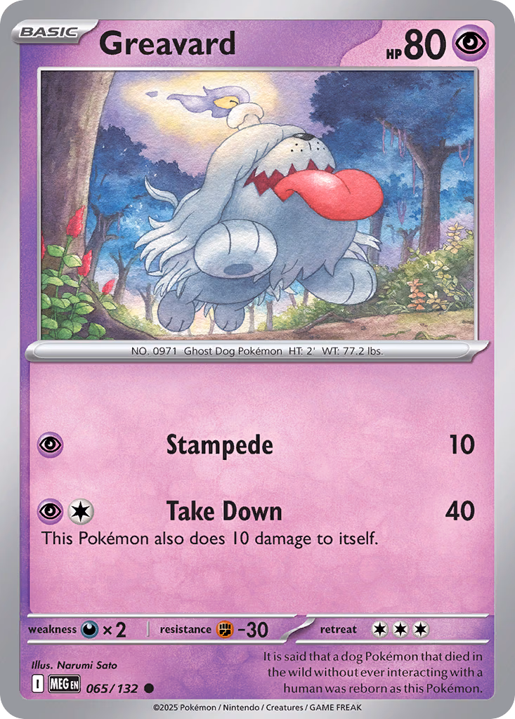 Greavard Pokemon card (065/132, Mega Evolution)