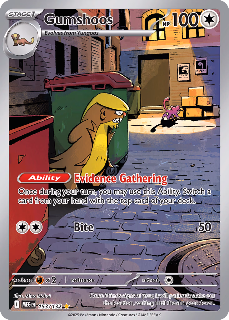 Gumshoos Pokemon card (153/132, Mega Evolution)