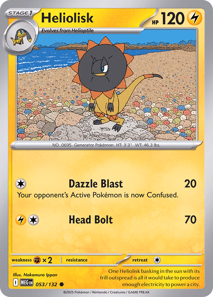 Heliolisk Pokemon card (053/132, Mega Evolution)