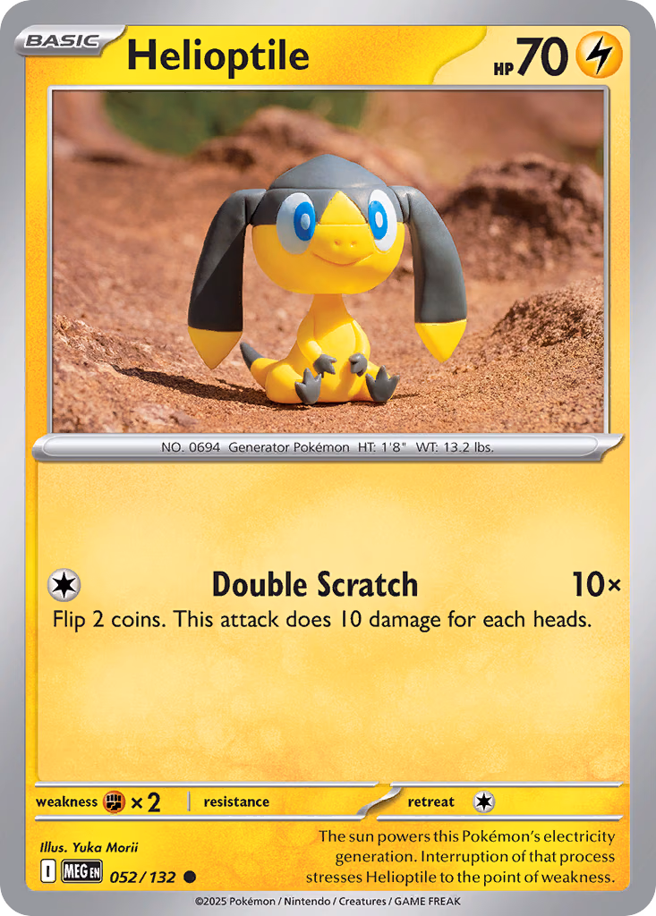 Helioptile Pokemon card (052/132, Mega Evolution)