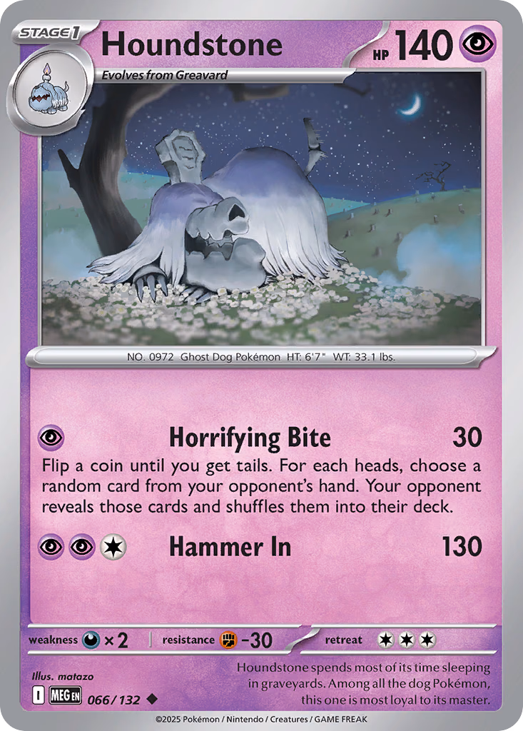 Houndstone Pokemon card (066/132, Mega Evolution)