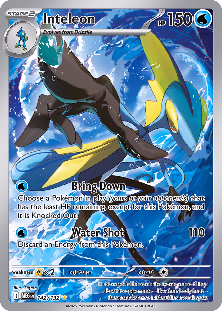 Inteleon Pokemon card (142/132, Mega Evolution)