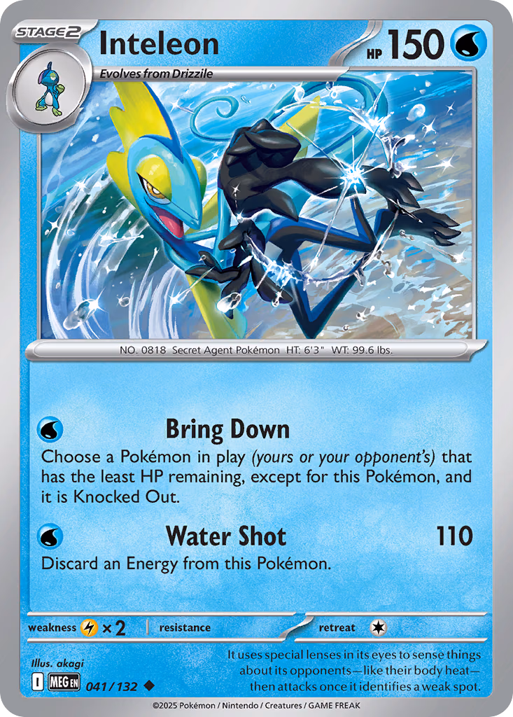 Inteleon Pokemon card (041/132, Mega Evolution)