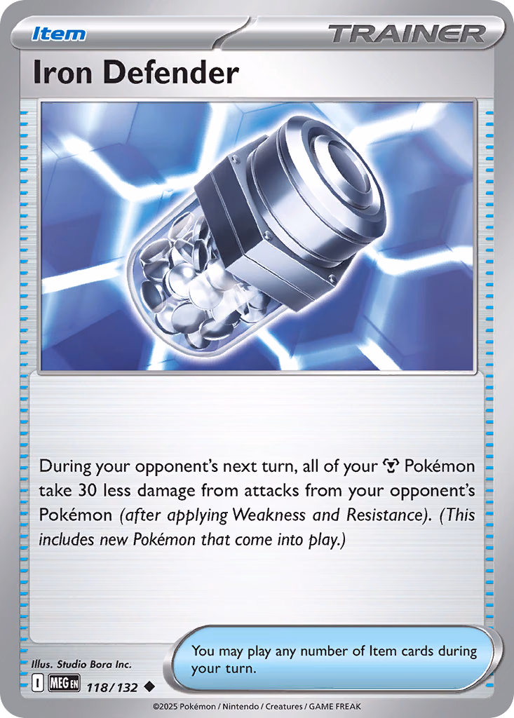 Iron Defender Pokemon card (118/132, Mega Evolution)