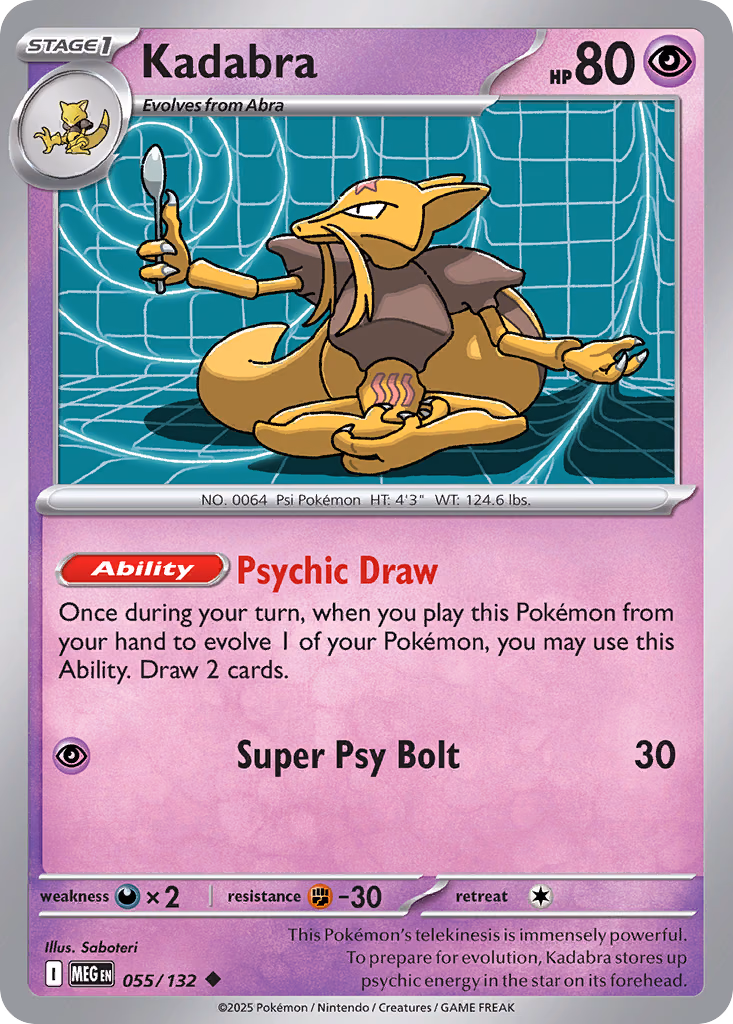 Kadabra Pokemon card (055/132, Mega Evolution)