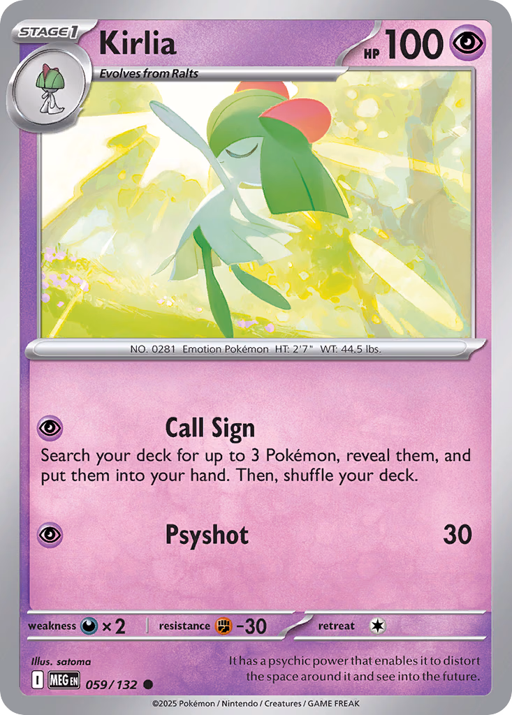 Kirlia Pokemon card (059/132, Mega Evolution)