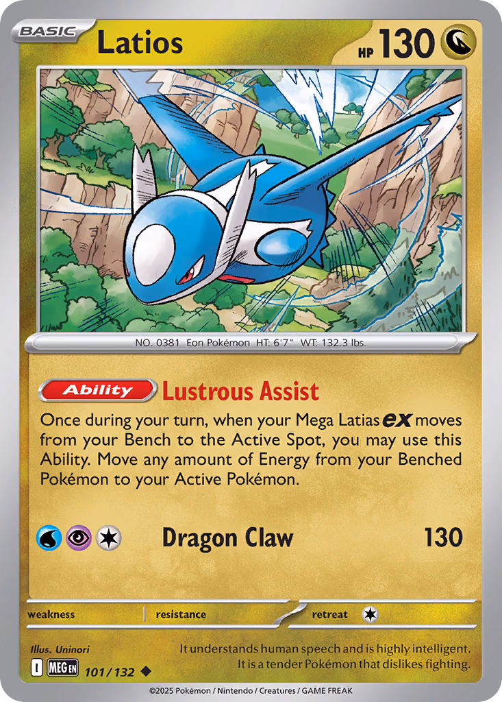 Latios Pokemon card (101/132, Mega Evolution)