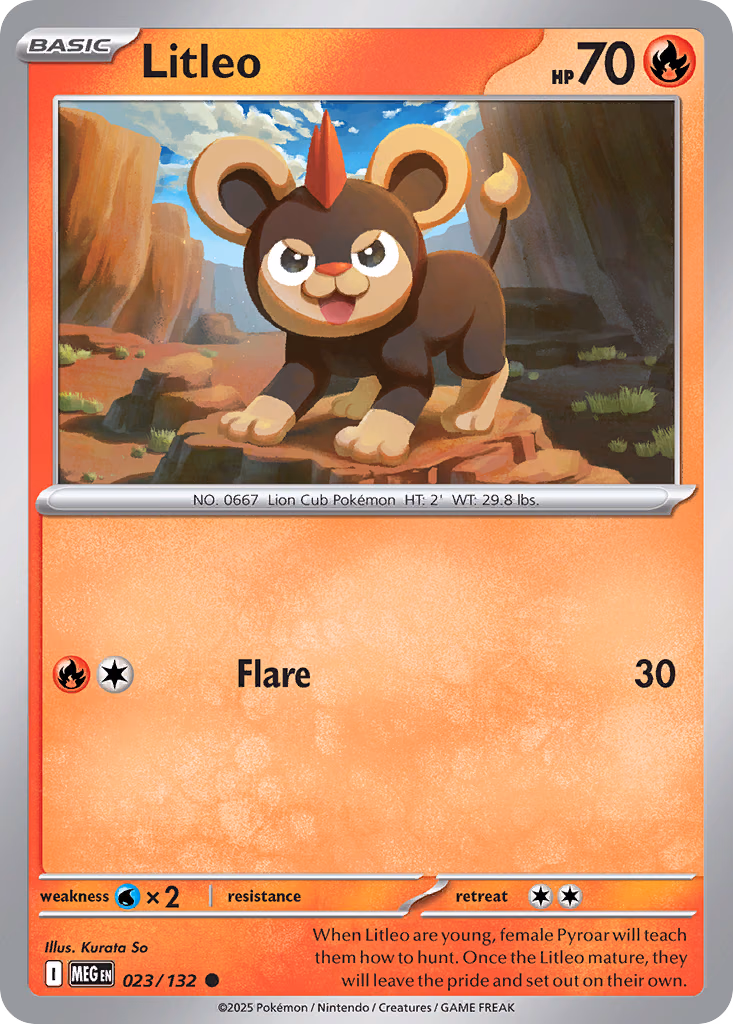 Litleo Pokemon card (023/132, Mega Evolution)