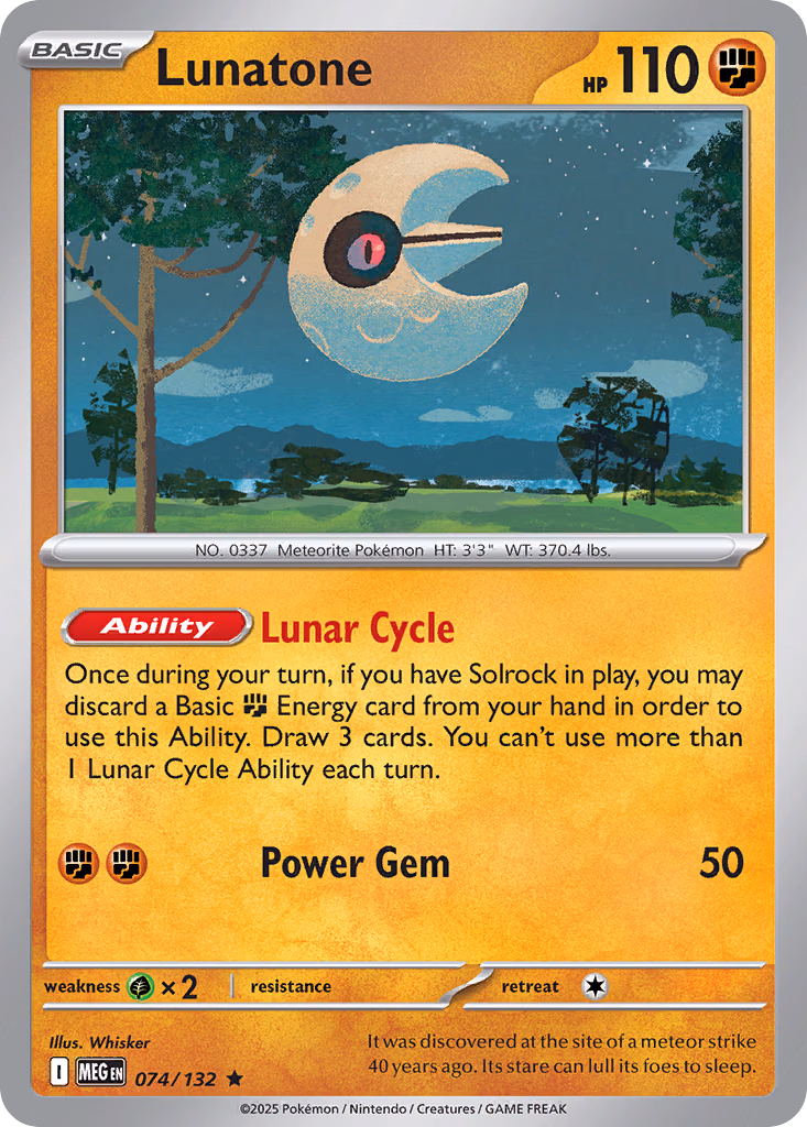 Lunatone Pokemon card (074/132, Mega Evolution)