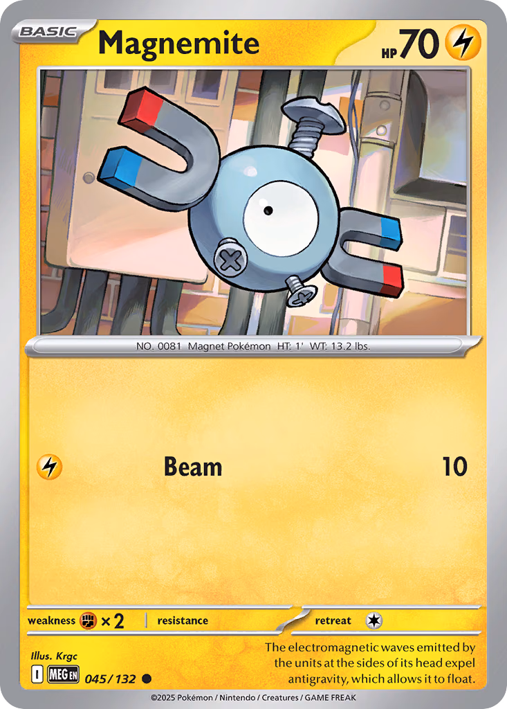 Magnemite Pokemon card (045/132, Mega Evolution)