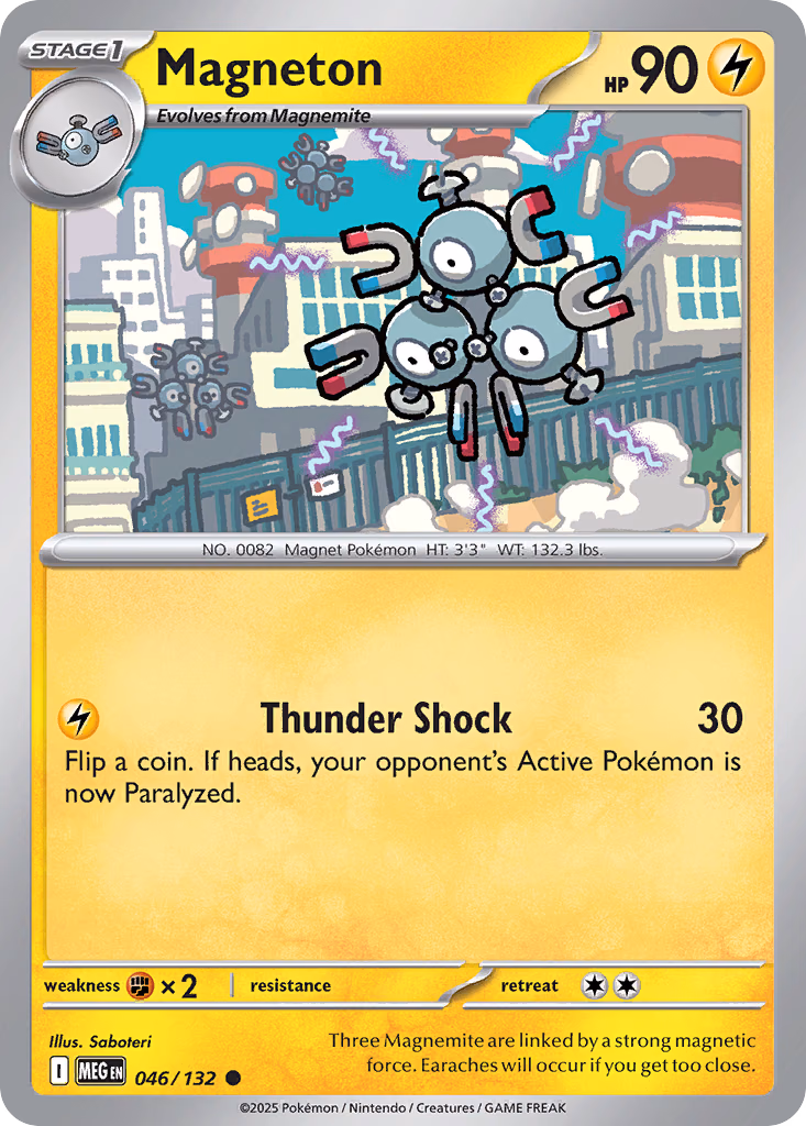 Magneton Pokemon card (046/132, Mega Evolution)