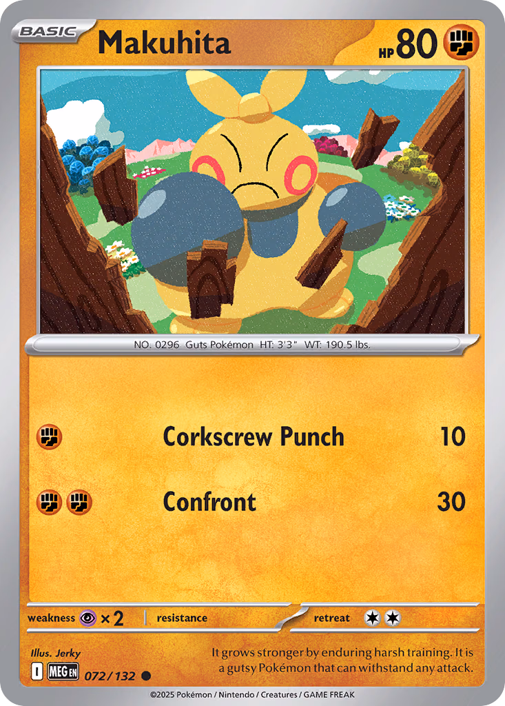 Makuhita Pokemon card (072/132, Mega Evolution)