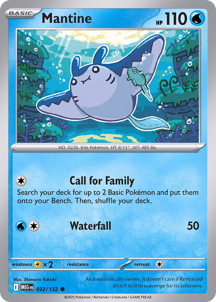Mantine Pokemon card (032/132, Mega Evolution)