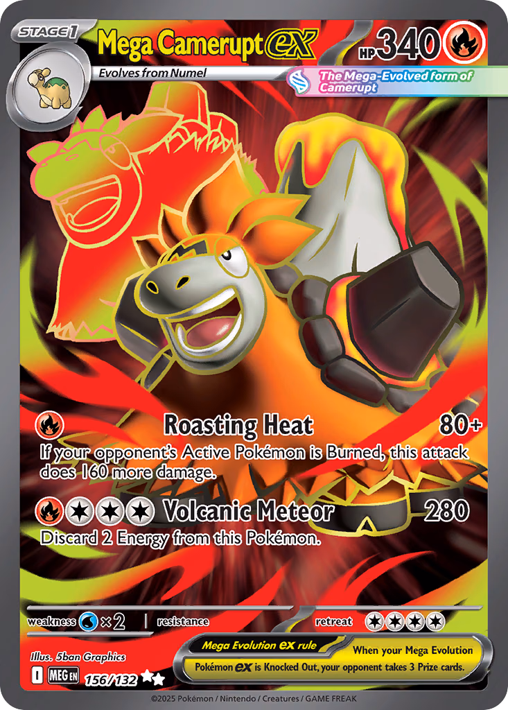 Mega Camerupt ex Pokemon card (156/132, Mega Evolution)