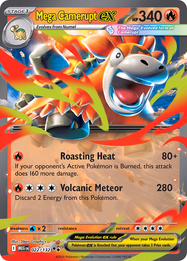 Mega Camerupt ex Pokemon card (022/132, Mega Evolution)
