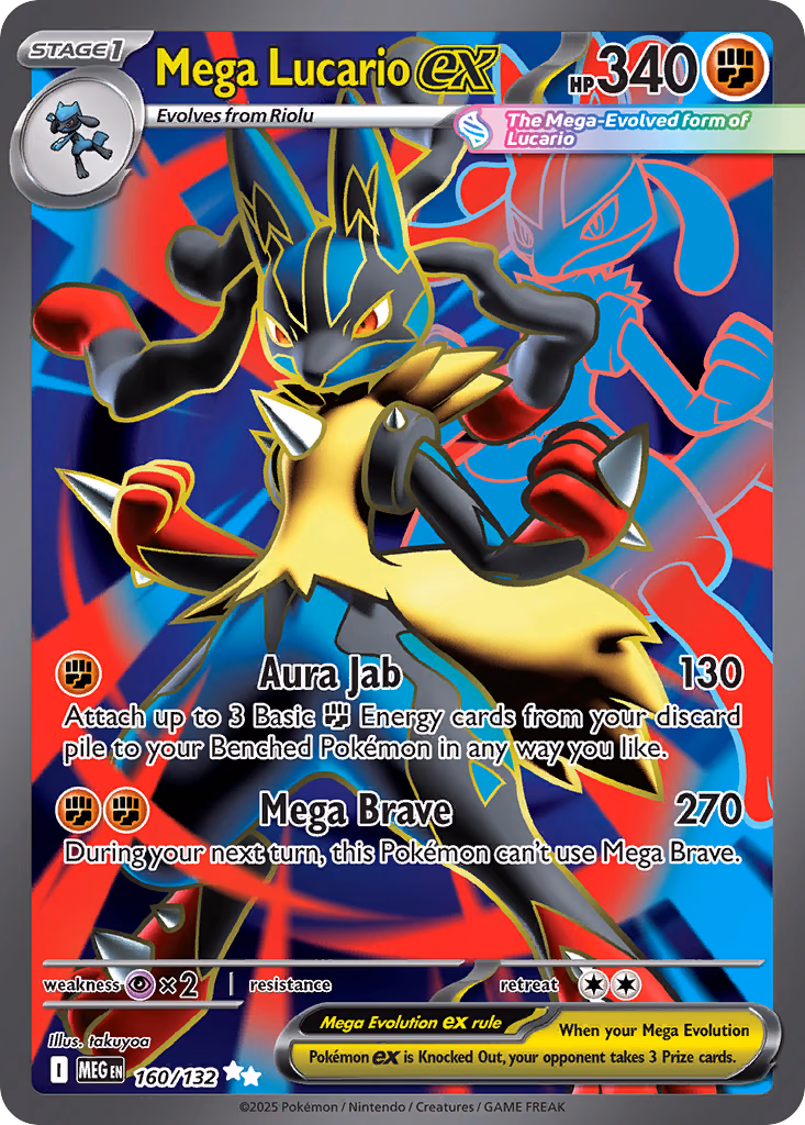 Mega Lucario ex Pokemon card (160/132, Mega Evolution)