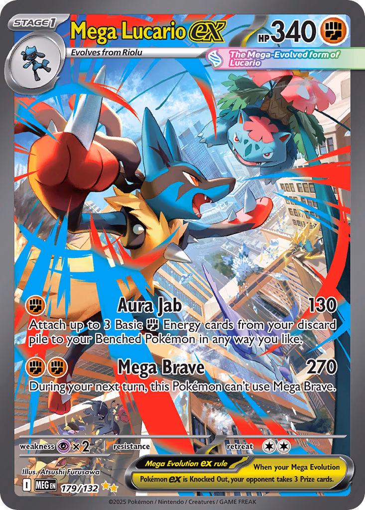 Mega Lucario ex Pokemon card (179/132, Mega Evolution)