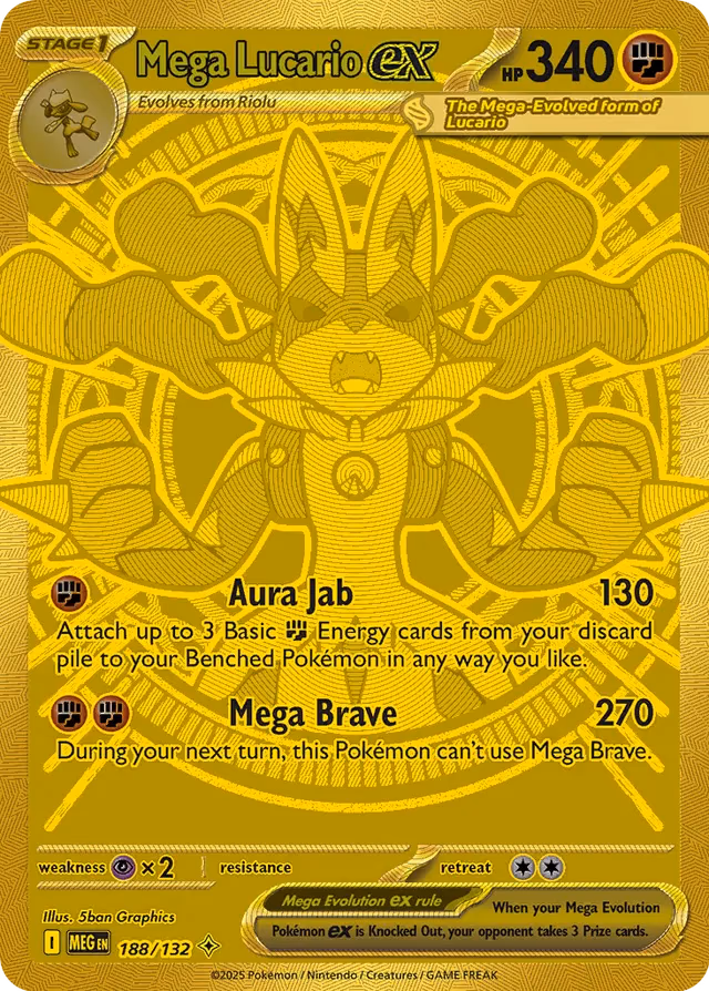 Mega Lucario ex Pokemon card (188/132, Mega Evolution)