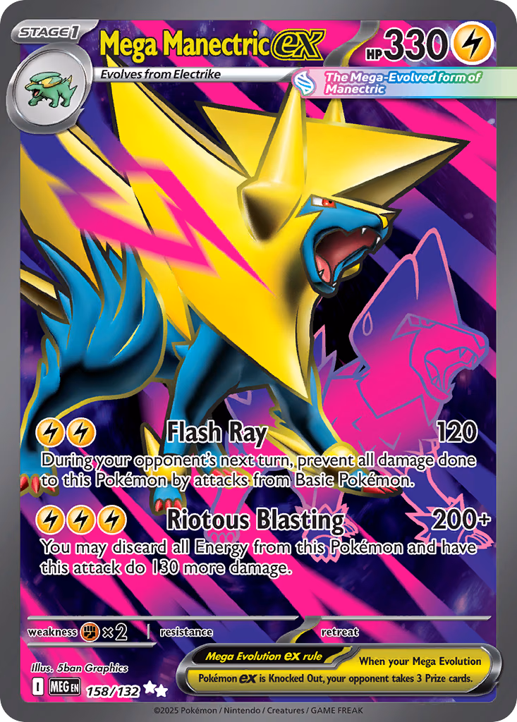 Mega Manectric ex Pokemon card (158/132, Mega Evolution)