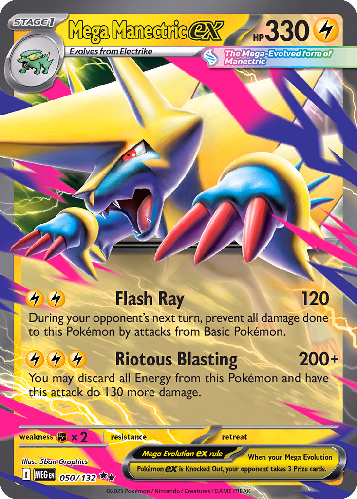 Mega Manectric ex Pokemon card (050/132, Mega Evolution)