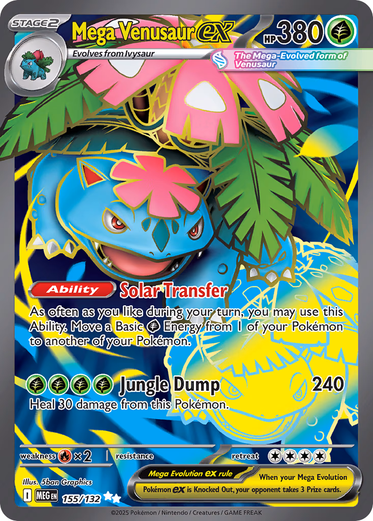Mega Venusaur ex Pokemon card (155/132, Mega Evolution)