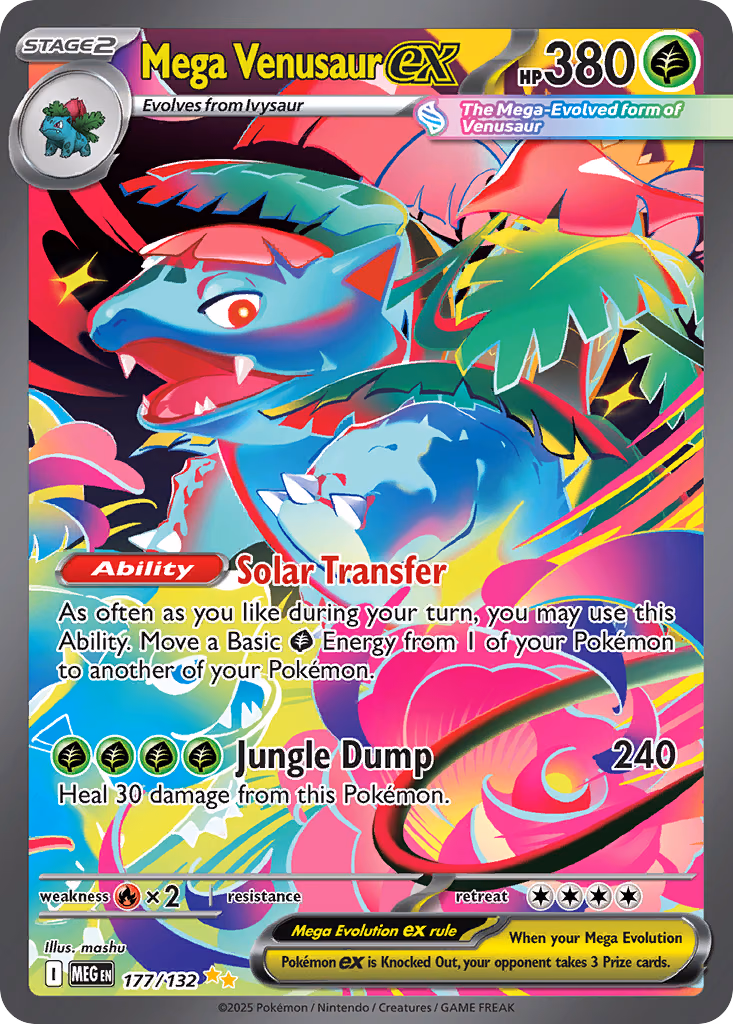Mega Venusaur ex Pokemon card (177/132, Mega Evolution)