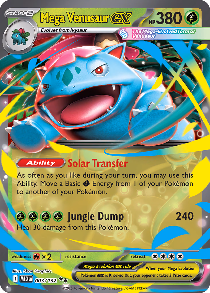 Mega Venusaur ex Pokemon card (003/132, Mega Evolution)