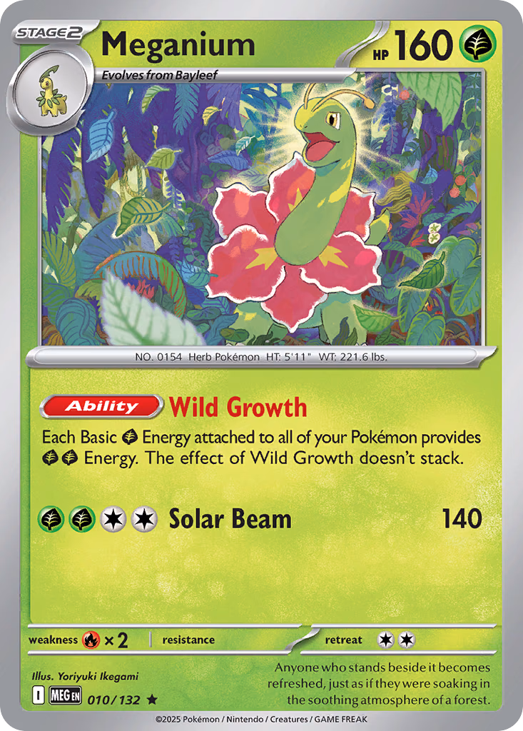 Meganium Pokemon card (010/132, Mega Evolution)