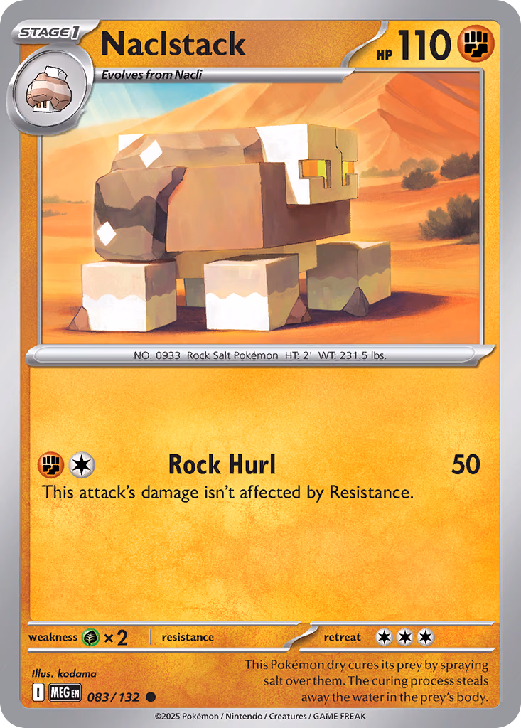 Naclstack Pokemon card (083/132, Mega Evolution)