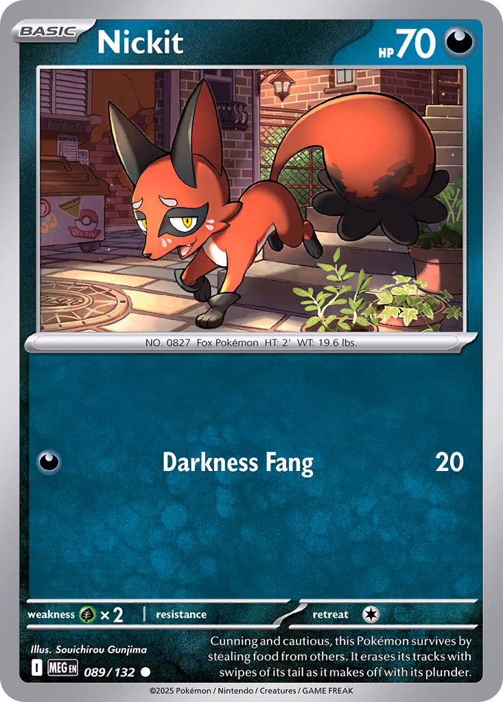Nickit Pokemon card (089/132, Mega Evolution)