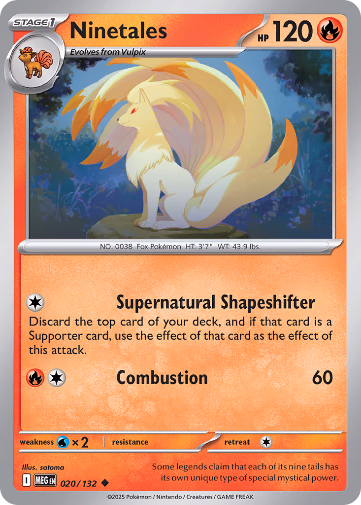 Ninetales Pokemon card (020/132, Mega Evolution)