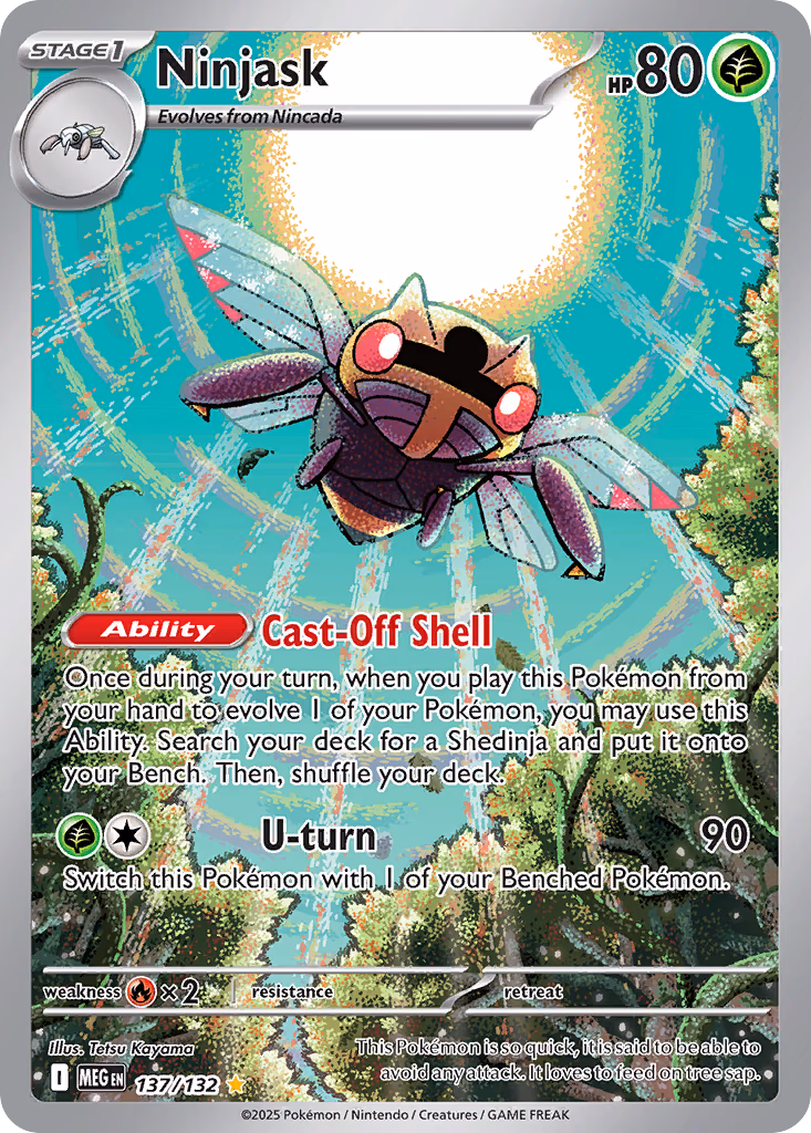 Ninjask Pokemon card (137/132, Mega Evolution)