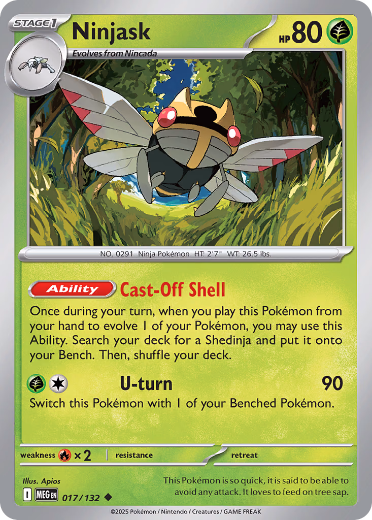 Ninjask Pokemon card (017/132, Mega Evolution)
