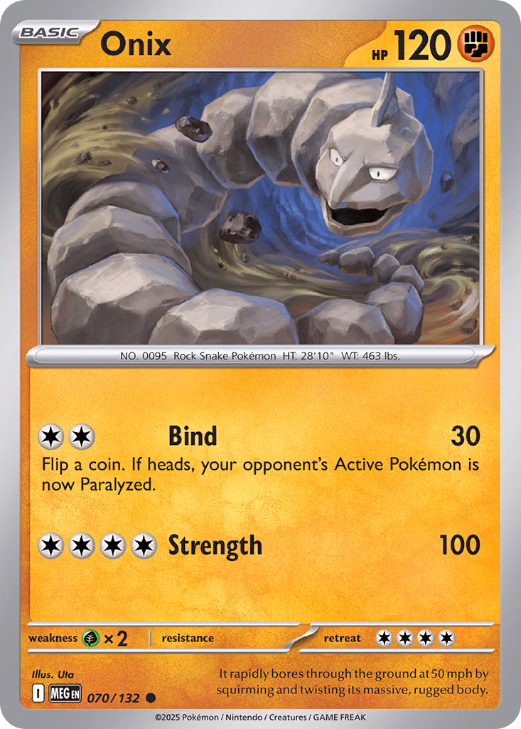 Onix Pokemon card (070/132, Mega Evolution)